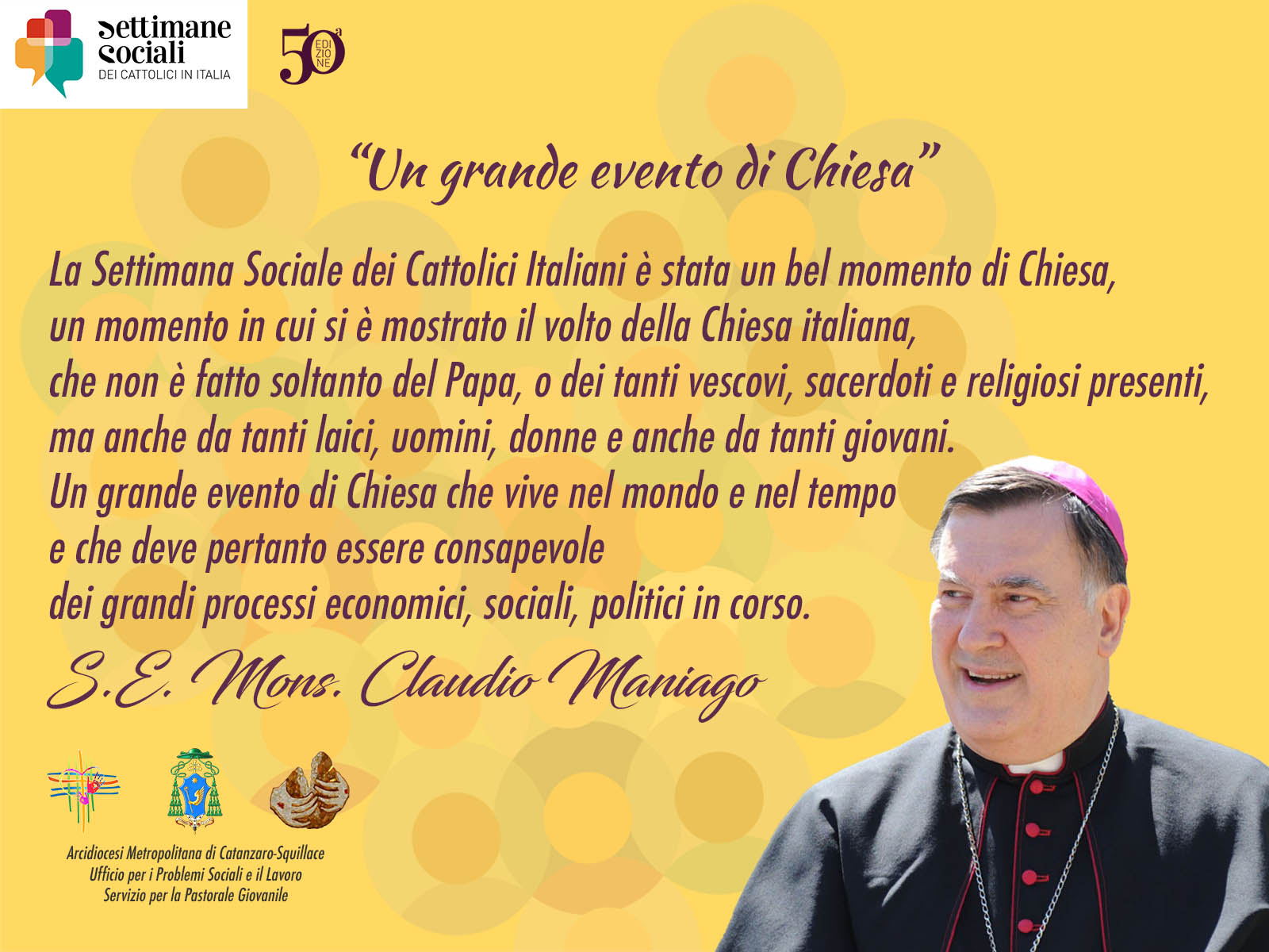 Foto di S.E. Mons. Claudio Maniago alla Settimana Sociale dei Cattolici in Italia tenutasi a Trieste dal 3 al 7 luglio 2024