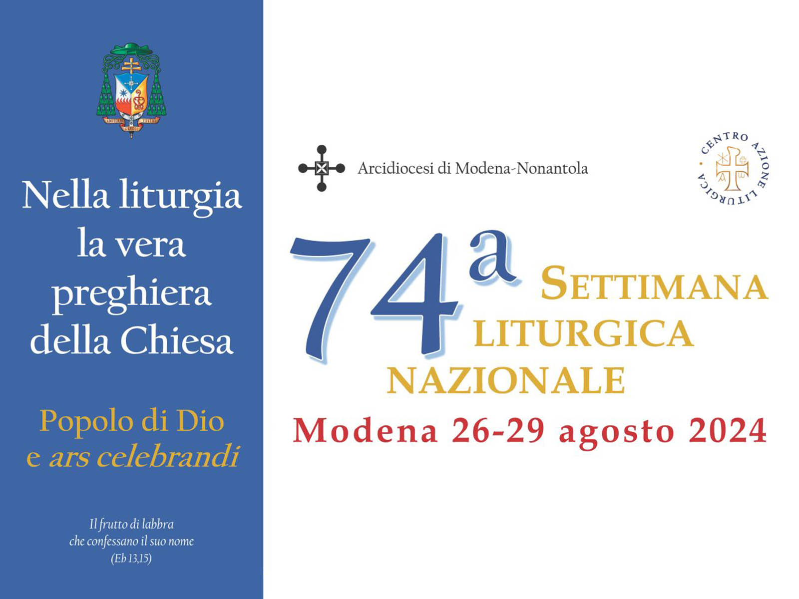 Anteprima della Locandina per la 74a Settimana Liturgica Nazionale 2024 nella città di Modena