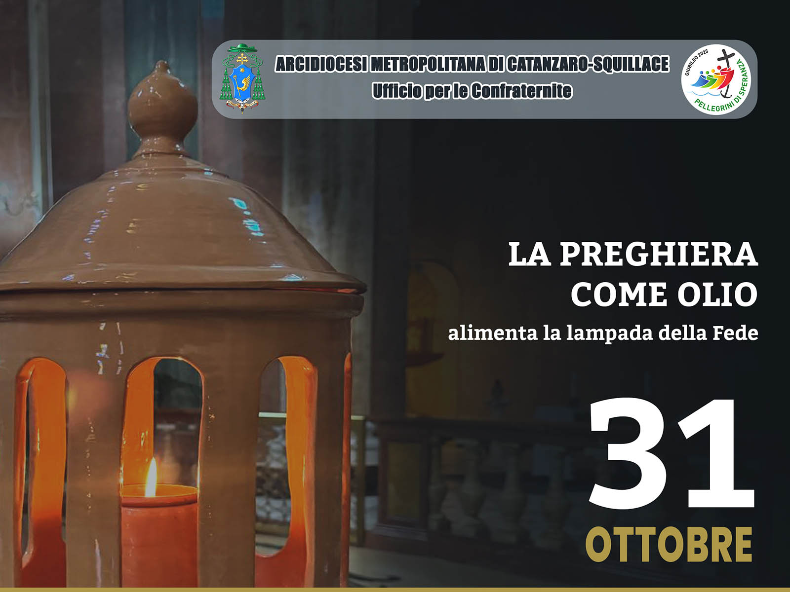 Anteprima della locandina per la consegna della Lampada della Preghiera alla comunità certosina del 31 ottobre 2024