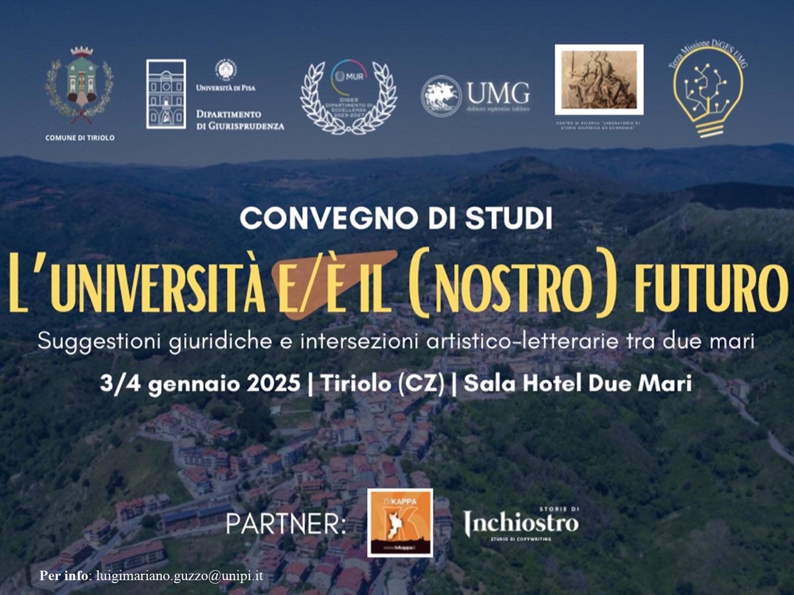 Convegno Studi a Tiriolo (CZ) il 3 e 4 gennaio 2025