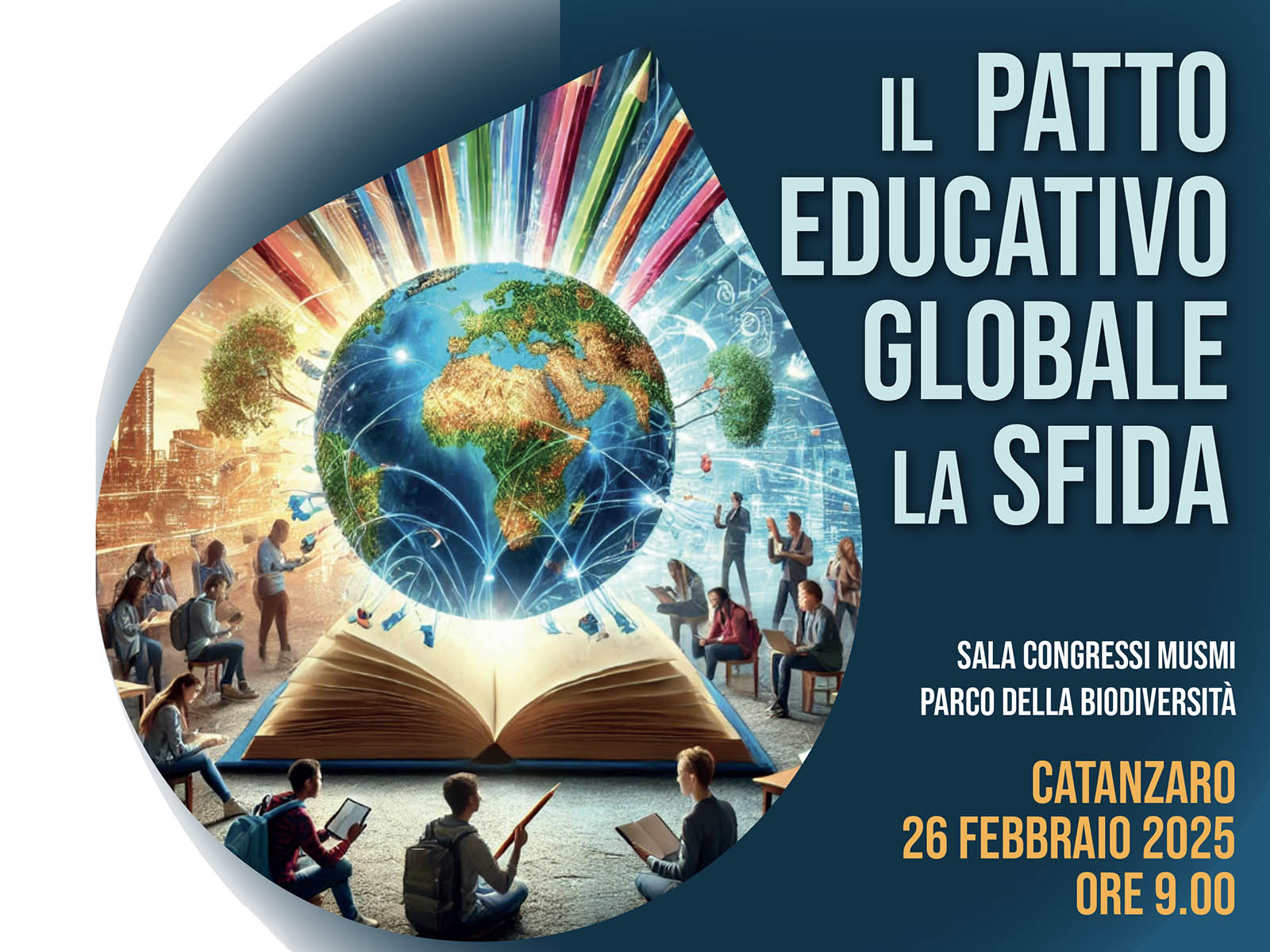 Anteprima locandina evento promosso dall’Ufficio Diocesano per la Pastorale Scolastica sul tema "Il Patto Educativo Globale: la sfida" del 26 febbraio 2025